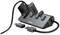 A USB hub with multiple USB drives and card readers connected. A connection cable lies beside it.