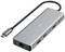 Multi-port USB-C hub with various connections, including USB, HDMI, and Ethernet, for connecting devices and peripherals.