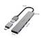 A USB hub with five USB ports and a USB-C port is shown next to a detachable adapter. Dimensions: 15 cm long.