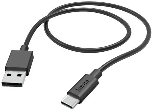 Hama USB charging cable  USB 2.0 USB-A plug, USB-C® plug 1.00 m Black incl. USB 00201594