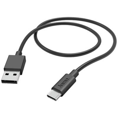 A USB cable with a USB-A plug on one side and a USB-C plug on the other. It is used for charging or data transfer.