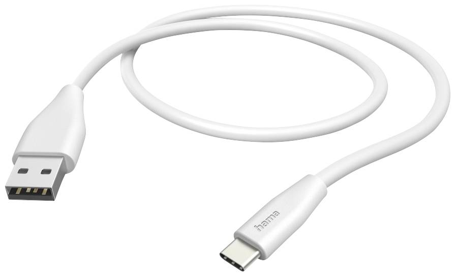 Hama USB charging cable USB 2.0 USB-A plug, USB-C® plug 1.50 m White 00201596