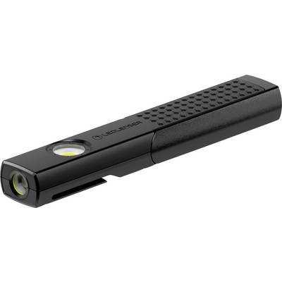 Black, rectangular torch with a rectangular handle. A lens is visible on the front.