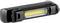 Black LED torch with a yellow illuminating stripe in the middle, lying horizontally on a surface.
