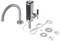 Water tap set with mixer tap, power cable and mounting rings. Main components in stainless steel finish, suitable for kitchen sink installation.