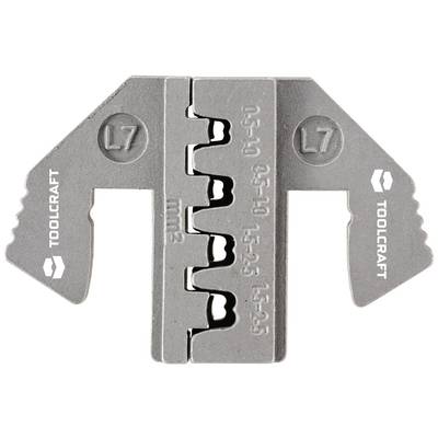Metallic replacement cutting module with the inscription 'Toolcraft' and various size markings for cables.