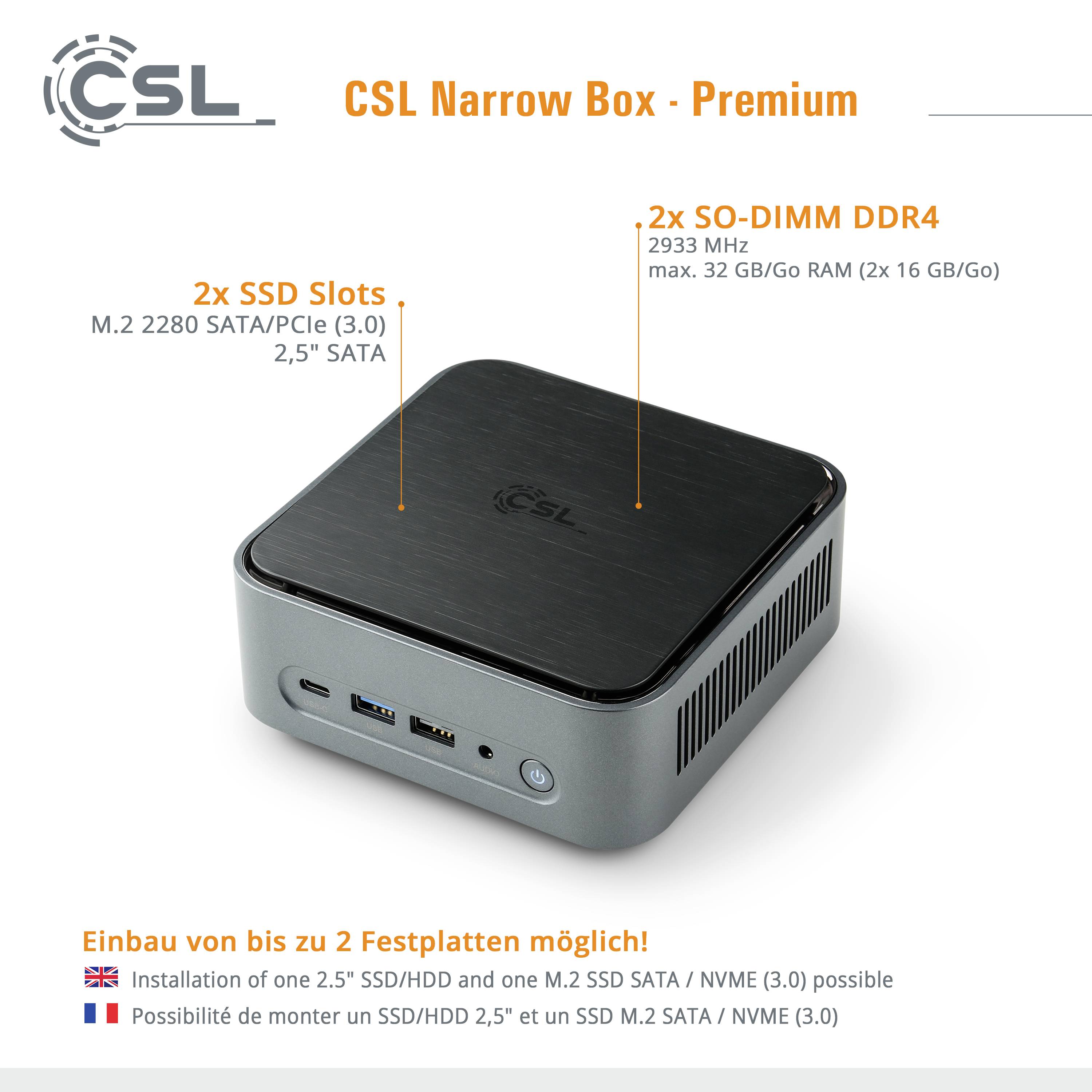 CSL Computer Mini PC Narrow Box Premium Intel® Pentium® Silver N6000 8 GB RAM 500 GB SSD Intel UHD graphics Win 11 Home -6