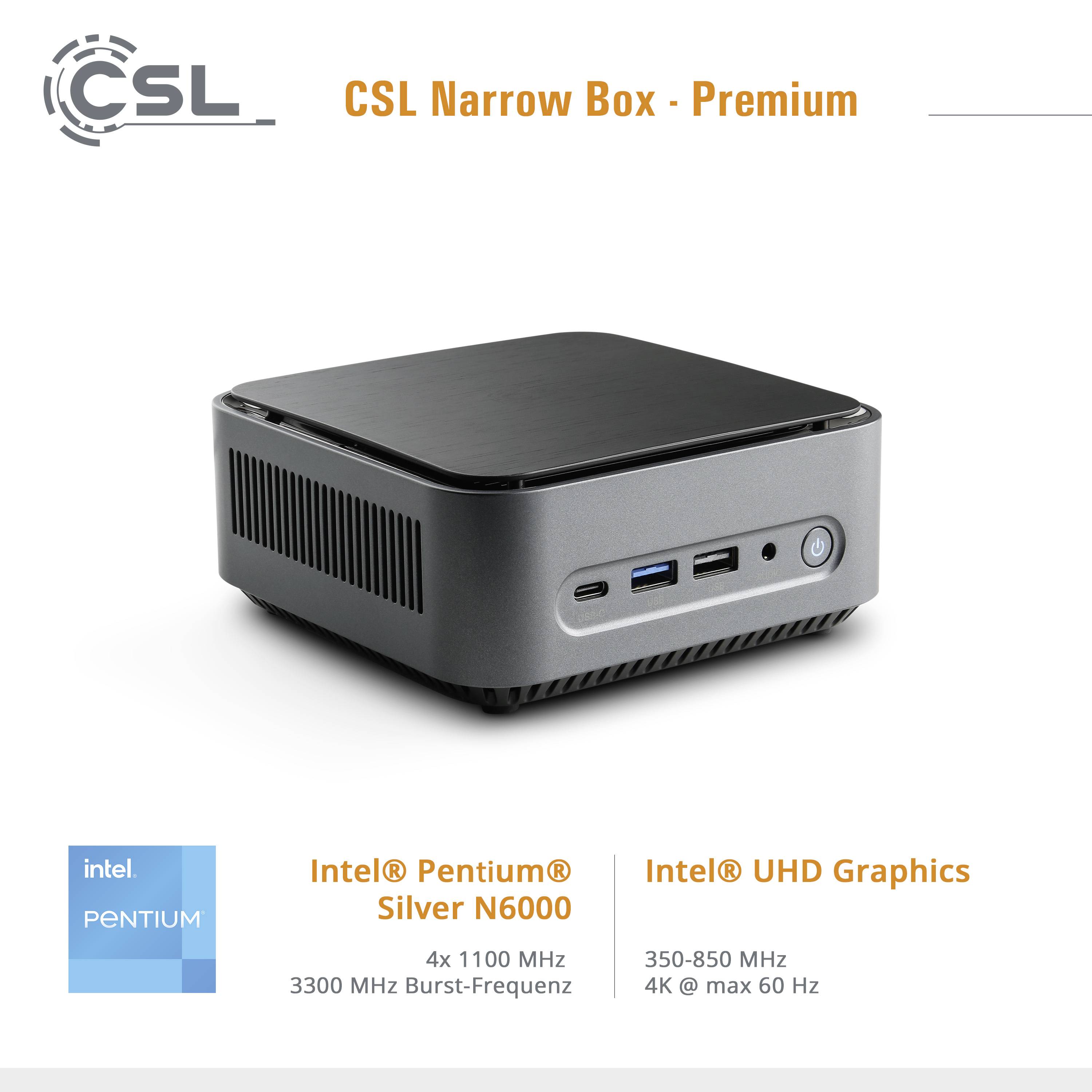 CSL Computer Mini PC Narrow Box Premium Intel® Pentium® Silver N6000 8 GB RAM 500 GB SSD Intel UHD graphics Win 11 Home -7