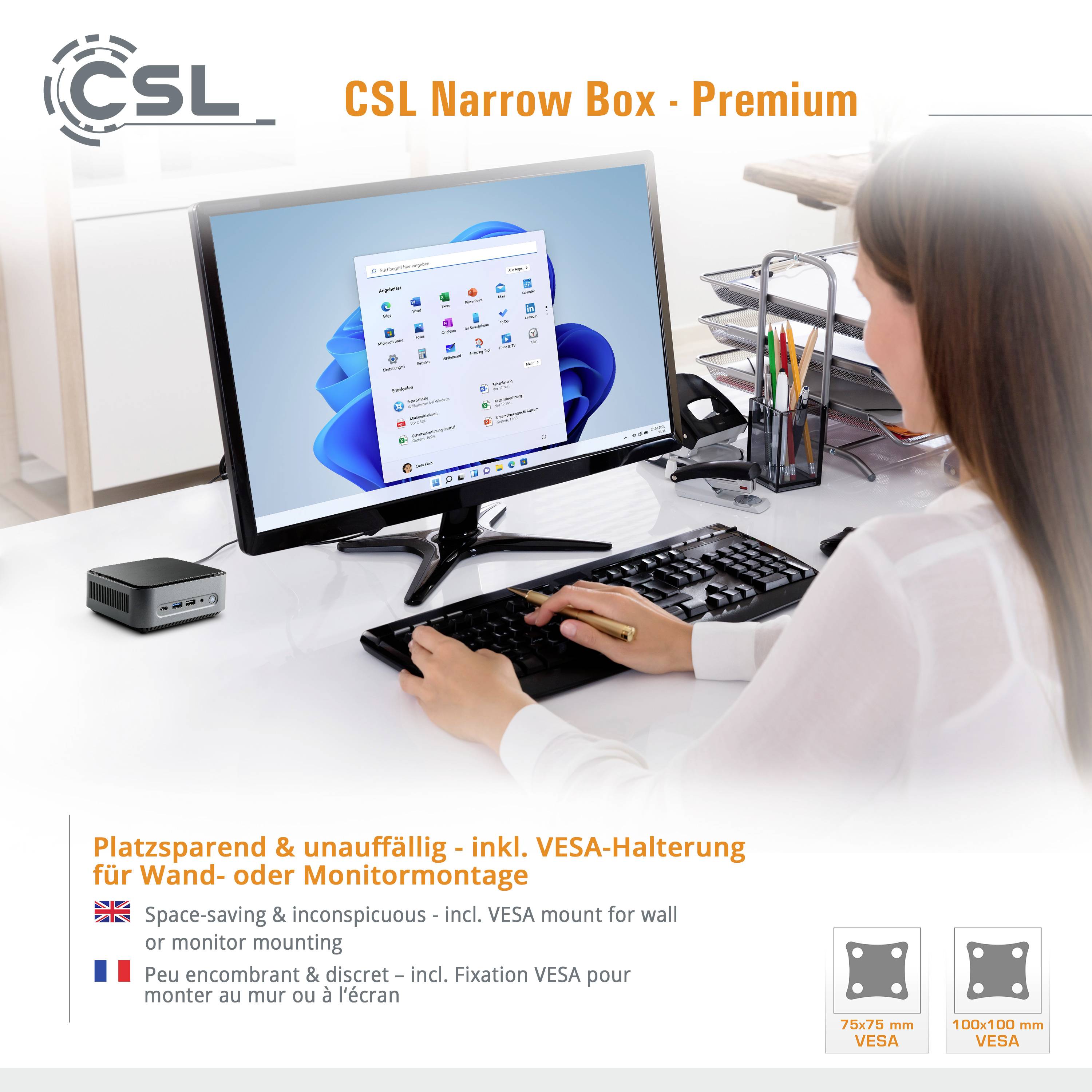 CSL Computer Mini PC Narrow Box Premium Intel® Pentium® Silver N6000 8 GB RAM 500 GB SSD Intel UHD graphics Win 11 Home -9