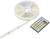 LED light strip roll with remote control. The remote control displays various control buttons for adjusting light modes.