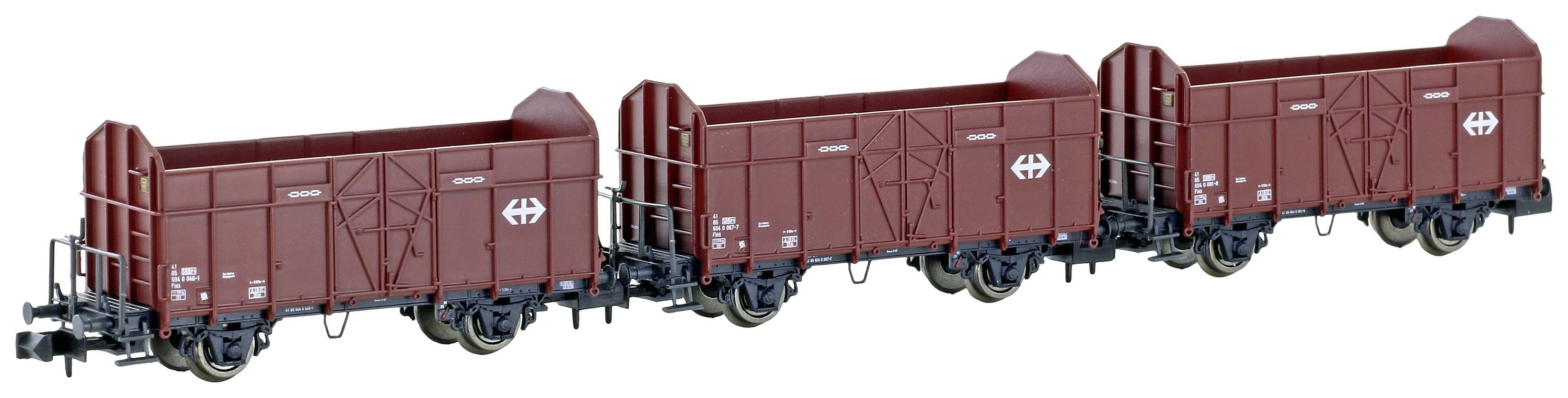 Hobbytrain H24302 N 3pc set open goods wagon Fbkk of SBB