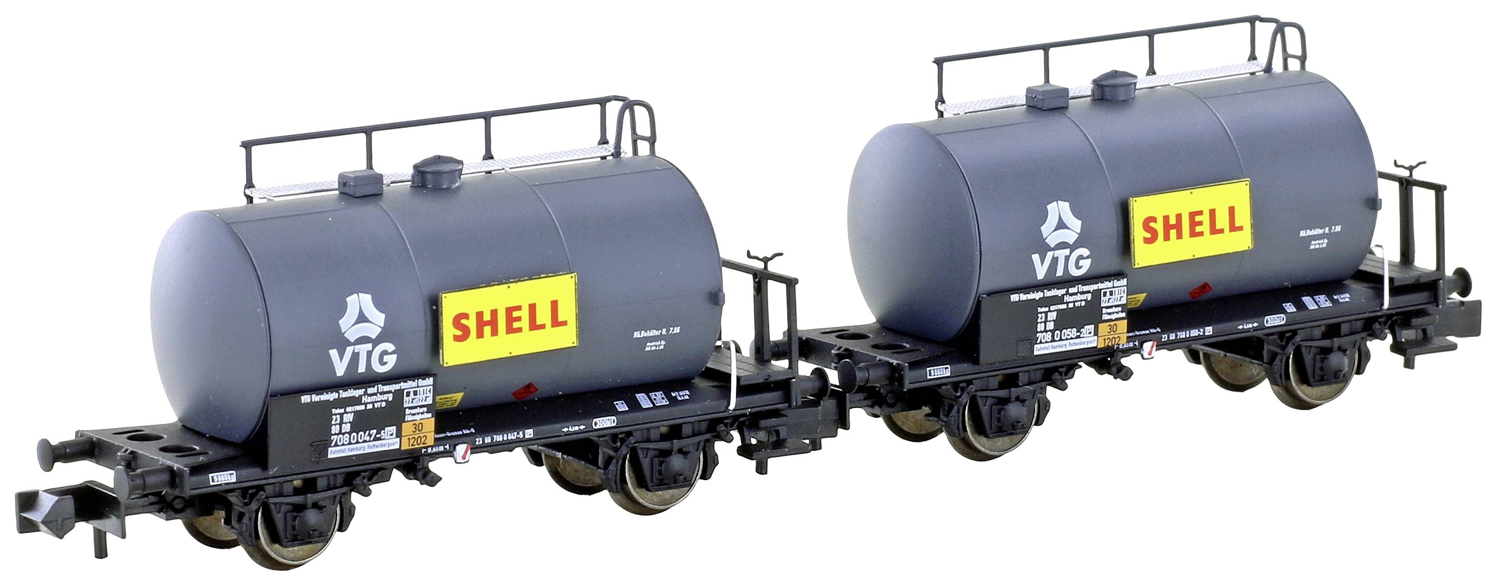 Image of Hobbytrain H24831 N set of 2 lightweight tank wagons VTG/Shell of DB