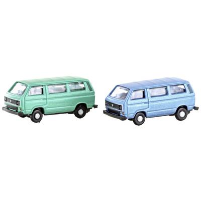 Lemke LC4347: VW T3 2er Set Bus grün+blau Metallic Serie 1:160