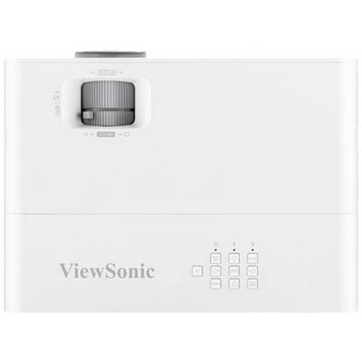 ViewSonic projector with control buttons on the top panel and a zoom ring.