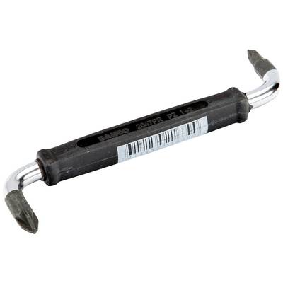 Two-sided screwdriver with a black handle and cross-head tips at both ends, suitable for different screw types.
