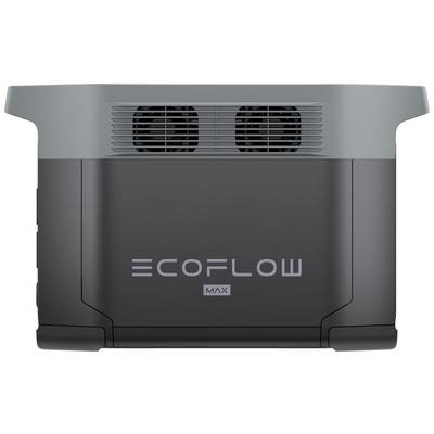 Portable power station in black and grey with two ventilation slots at the top and the 'ECOFLOW MAX' logo on the front.