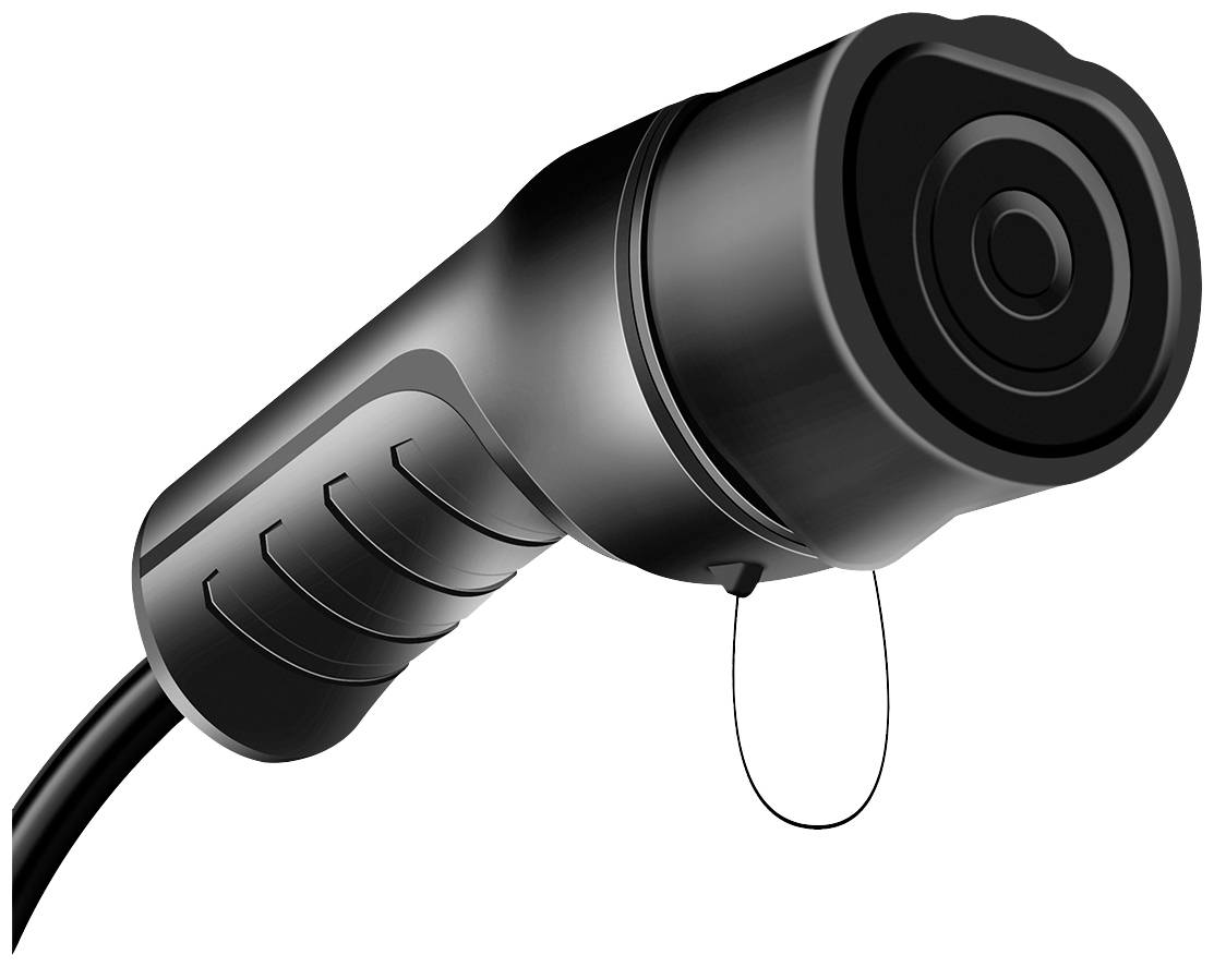 Black reversing camera with a robust, cylindrical housing and cable connection, ideal for vehicles to improve rear visibility.