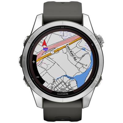 Navigation device shows a map with roads, a river, and the route 'Eleven Keen Rd'. A red arrow marks the route on Road 295.
