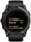 'Smartwatch display shows measurements: Hill Endurance - Moderate 65, Hill Strength - low values. Fitness indicator for mountain running suitability.'