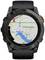 A smartwatch displays a topographical map with marked zones, Bull Creek river and Hillsdale Lake. A red marker indicates the position of 'Unit 6'.