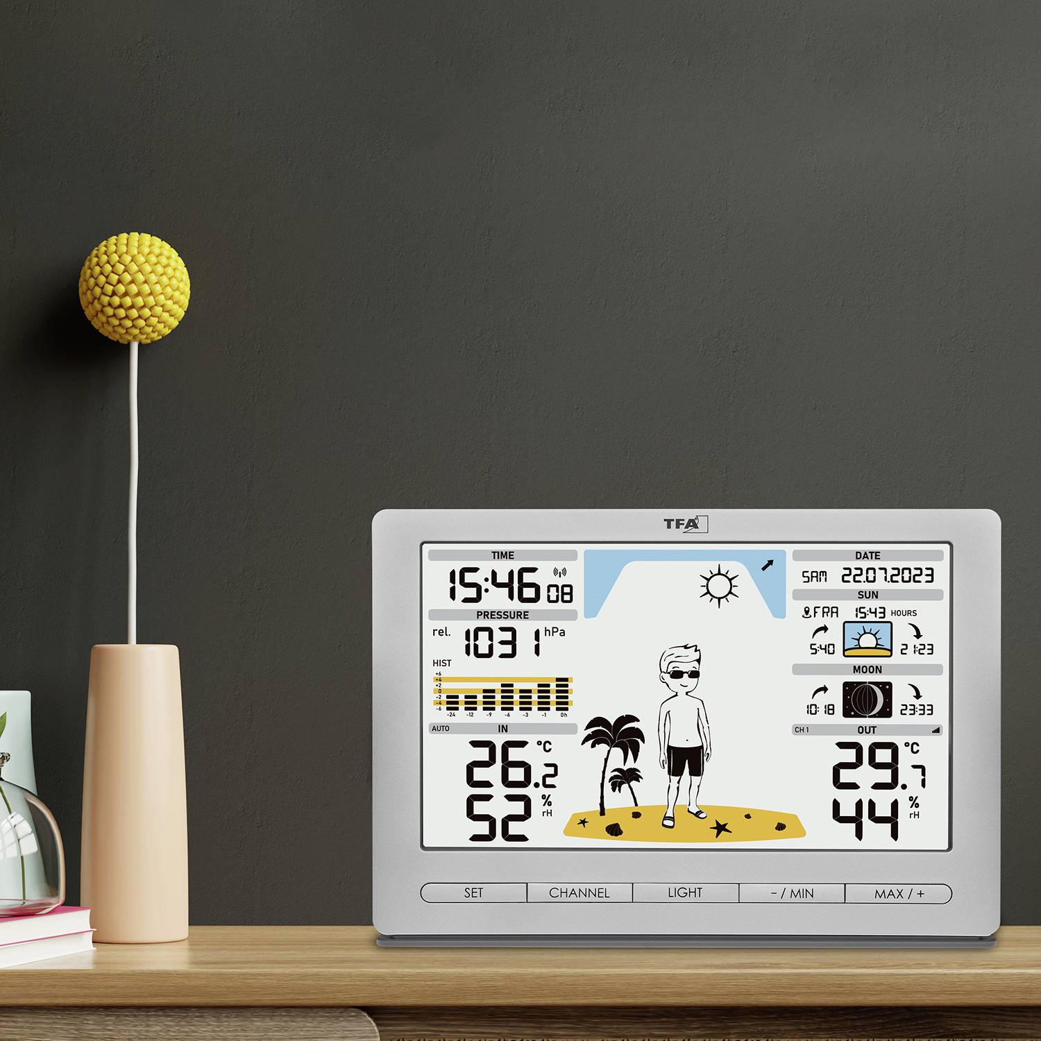 TFA Dostmann Funk-Wetterstation METEO JACK 35.1097.54 Wireless digital weather station Forecasts for 12 to 24 hours Max.