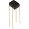 A black, rectangular electronic component (transistor) with four long metal legs for mounting on a circuit board.
