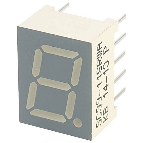 A seven-segment display shows the number '8', with several connection pins on the right side.