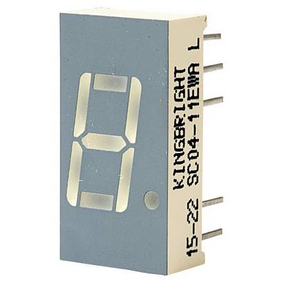 A rectangular, electronic seven-segment display with connection pins and the number '7' illuminated on the front face.