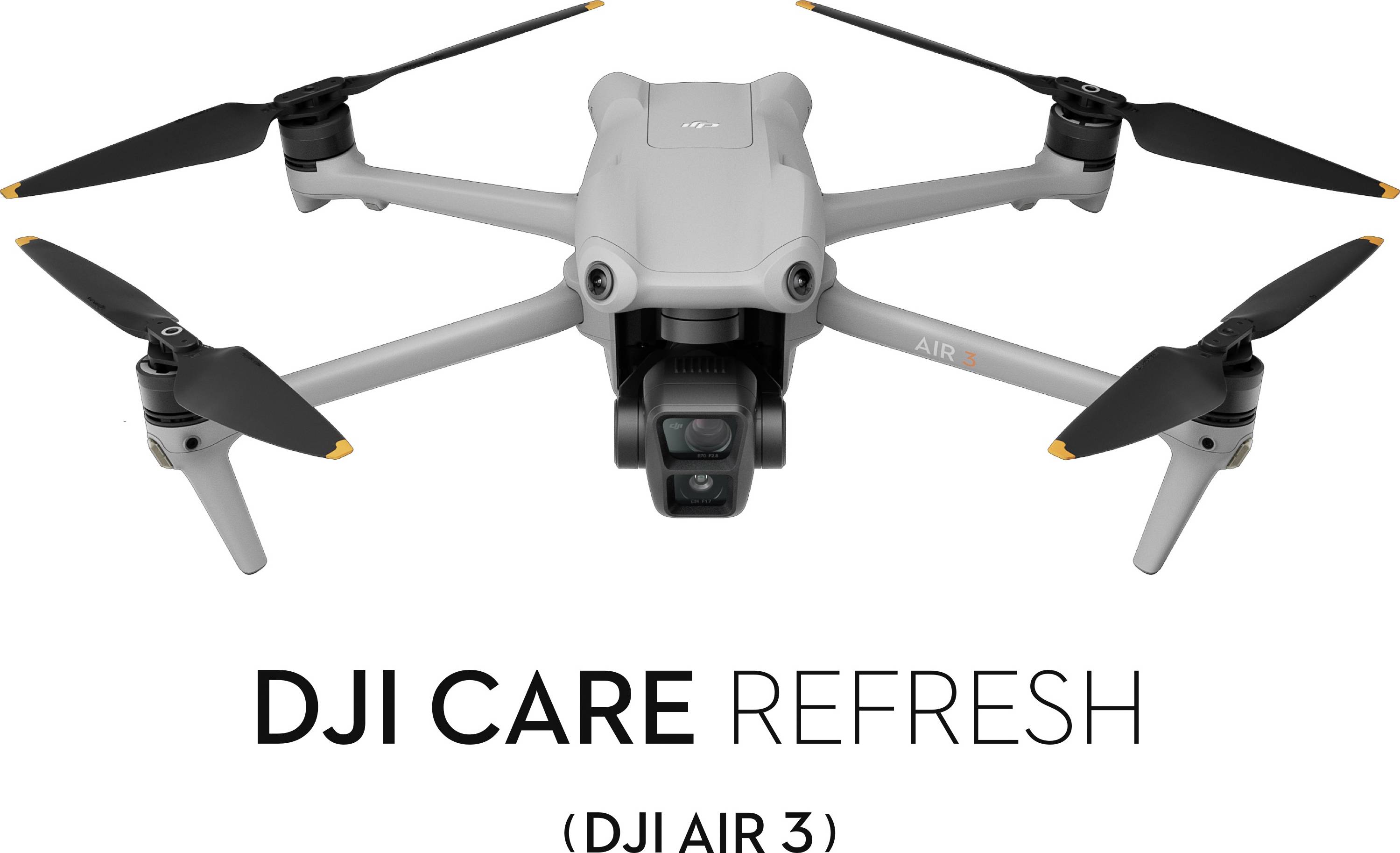 Grey drone with four rotors, DJI Care Refresh. Text: 'DJI CARE REFRESH (DJI AIR 3)'<br><br>(Note: This appears to be already in English, so no translation is necessary.)