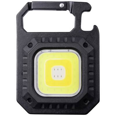 Compact rectangular LED torch with a black casing and yellow light, suitable for outdoor activities.