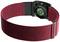 Red wristwatch with black back and luminous sensor; displays a modern, sporty style.