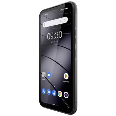 A smartphone with a black casing, displaying a home screen with the time '09:30', showing several apps including Google, Duo, and Play Store.