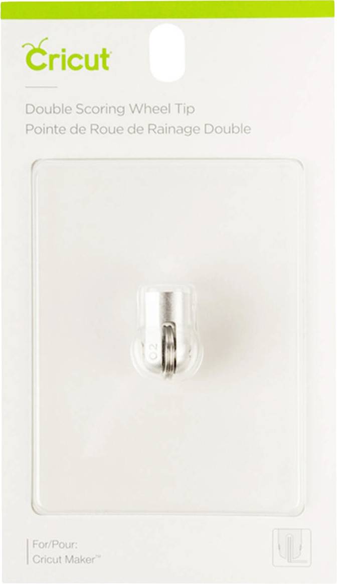 'Double Scoring Wheel Tip' for Cricut Maker in Packaging. Used for precise folding of materials.
