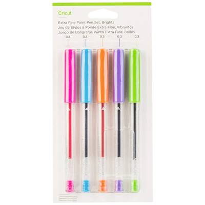 Image of Cricut Explore/Maker Extra Fine Point 5-Pack Brights Pen set Pink, Blue, Orange, Violet, Lime green