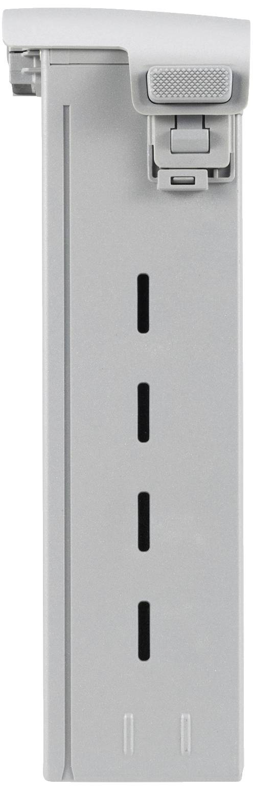 Grey plastic suspension file holder with slots for adjustment and a clip fastening for use in filing cabinets.