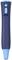 Electric toothbrush in navy blue with light blue accents. Located at the top are buttons for switching on and off and adjusting intensity.