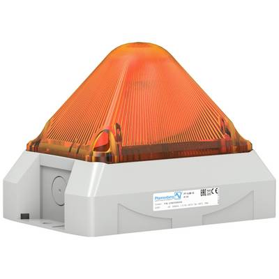 An orange warning light in a pyramid shape on a white base. Used to indicate hazards or warnings.