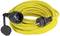 Yellow extension lead with earthed plug and socket, suitable for outdoor use, coiled and ready for use.