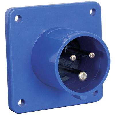 Blue wall socket with two round pins, suitable for industrial applications.