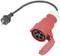 Red adapter or extension cable with multiple outlets and a Schuko plug. Suitable for industrial or heavy-duty applications.