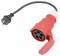 A red power cable with a three-pin plug, suitable for industrial applications.