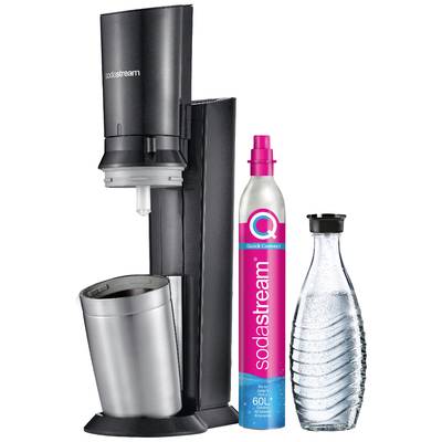 SodaStream sparkling water maker with CO2 cartridge and glass carafe. For making sparkling water from tap water.