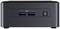 A small black mini PC with two USB ports and a power switch on the front.