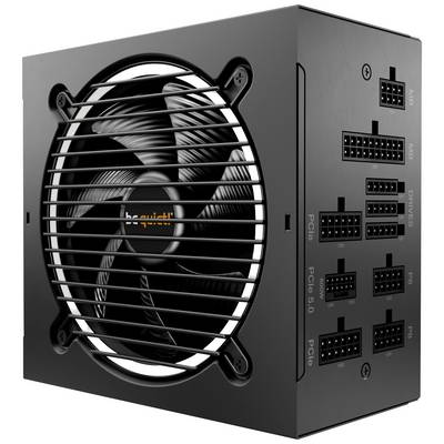 Black computer power supply with multiple connectors and a large fan, marked with 'be quiet!'. Suitable for various PC components.