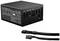 Black PC power supply with multiple connections for PCIe, drives and motherboard; shows an organisational chart and technical specifications on the side.