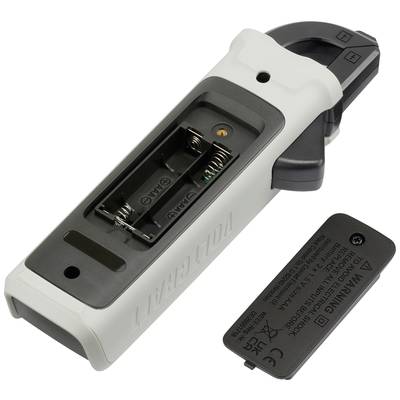 A white, electronic device with an open battery compartment and the battery compartment cover removed beside it.