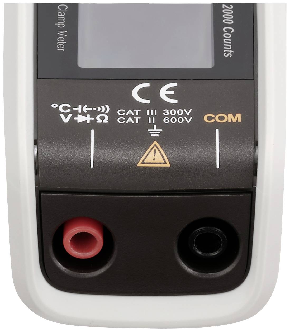 A digital voltage tester with two terminals and safety warning indicators. Suitable for 300V and 600V CAT III measurements.