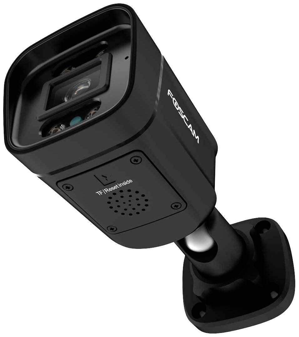 Black surveillance camera with rectangular housing and wall mount. Perfect for security applications in indoor and outdoor areas.