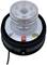 A round, transparent LED lighthouse light with black base elements. It has a scale and switches for settings.