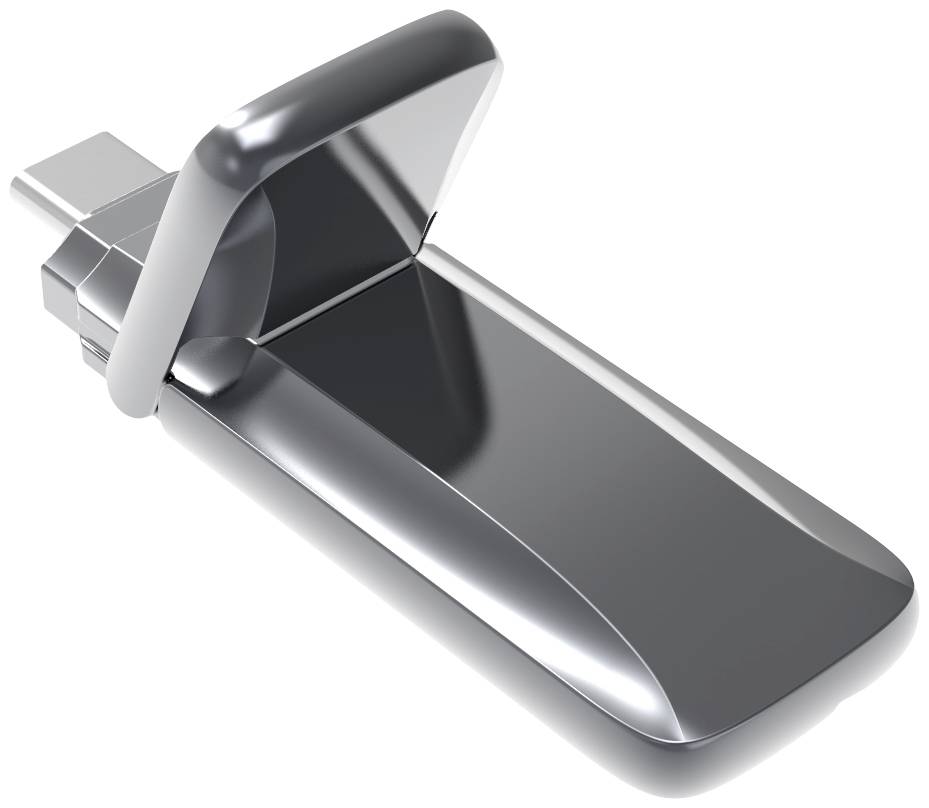 A silver USB stick with a protective cap, slightly open, reveals the USB plug. The shiny metal reflects the light.